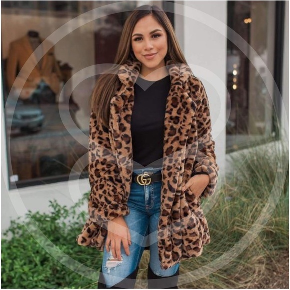 Jackets & Blazers - Cozy Faux fur teddy leopard print button jacket
